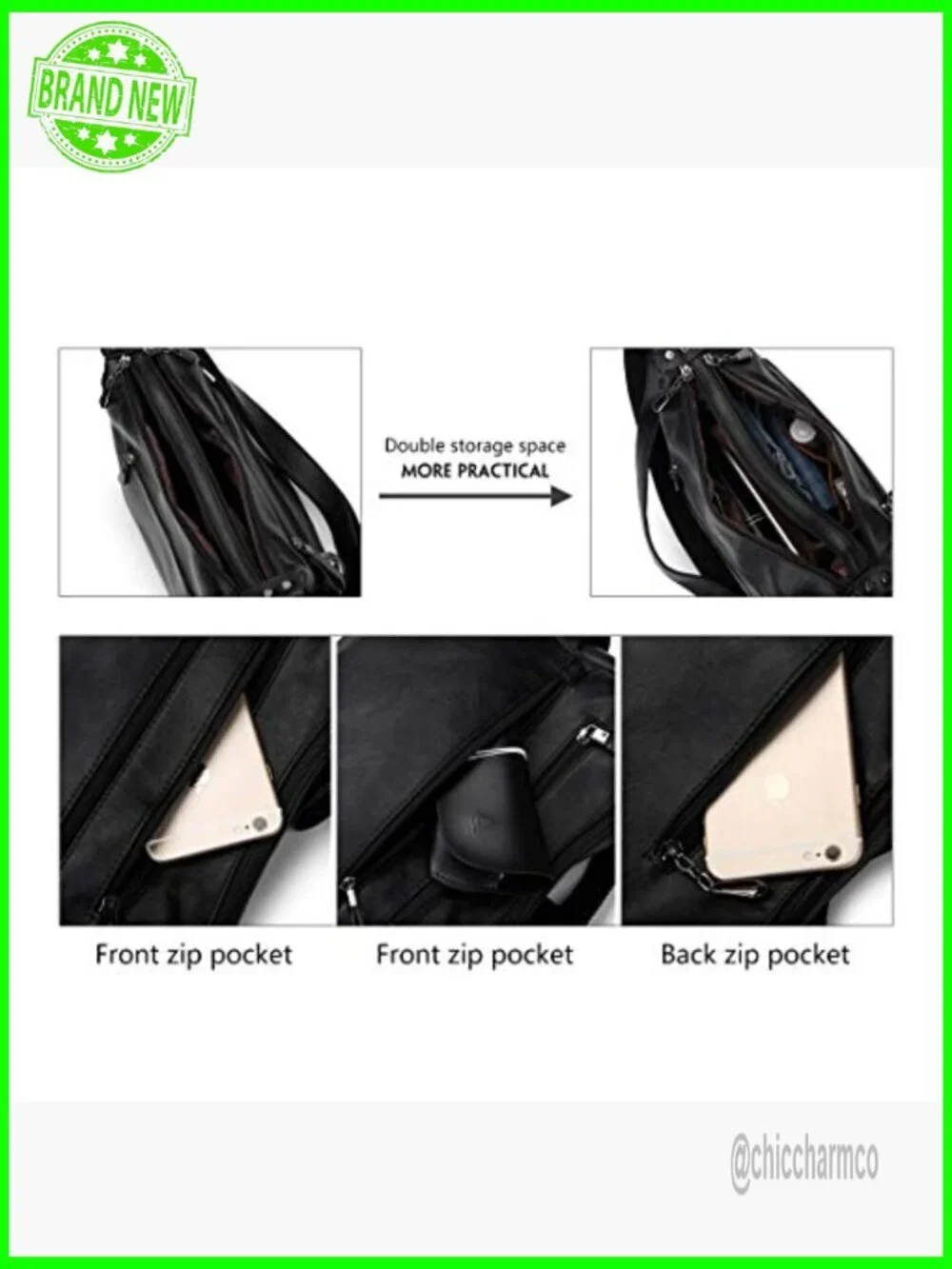 Soft PU Leather Hobo Crossbody Bag Multi Pocket Adjustable Strap